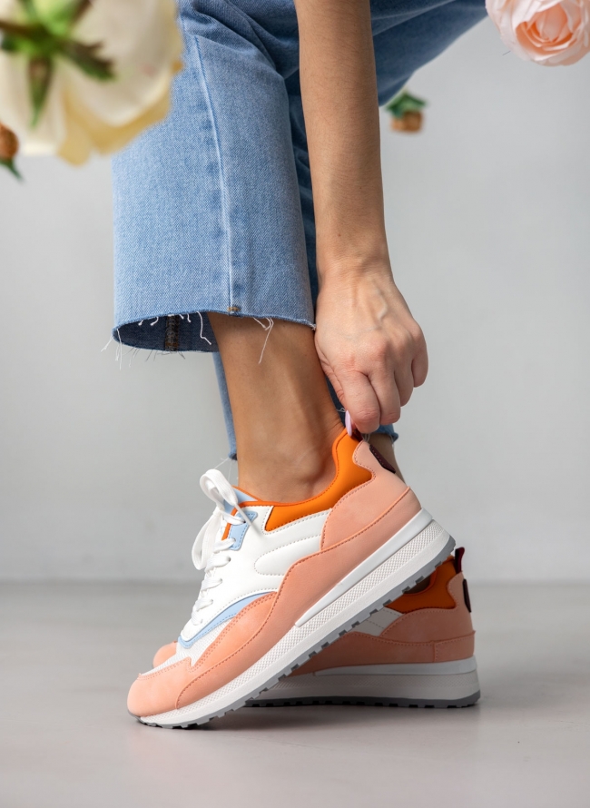 Sneakers με συνδιασμό χρωμάτων - Ροδακινί