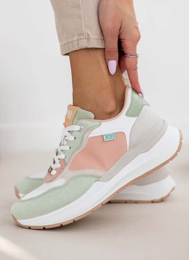 Sneakers με συνδυασμό υλικών Xti 141369 - Μέντα