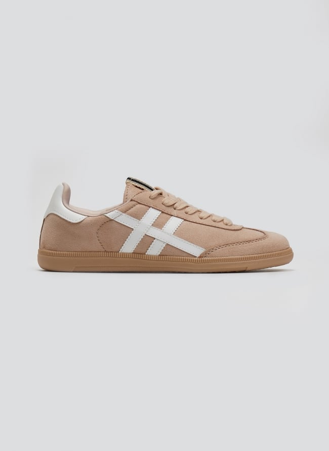 Sneakers suede με ρίγες CORINA - Σομόν