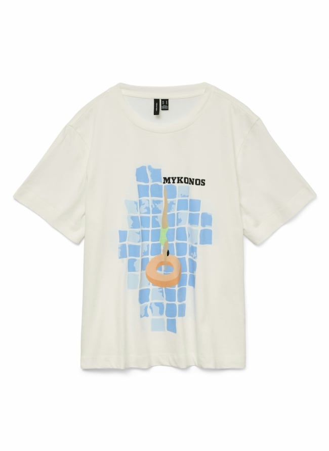 T-shirt με στάμπα Vero Moda 10329464 - Λευκό