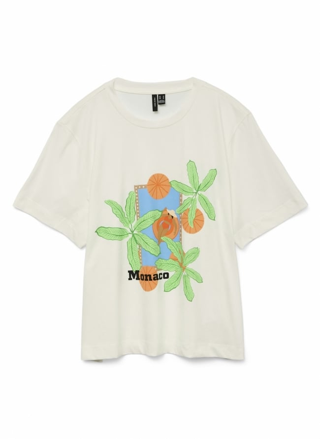 T-shirt με στάμπα Vero Moda 10329464 - Λευκό