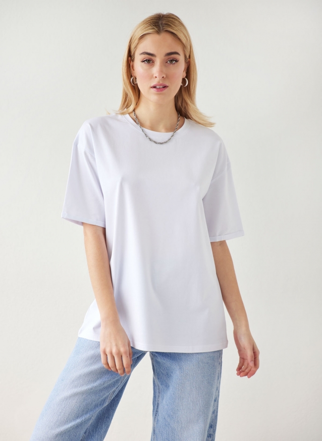 T-shirt μονόχρωμο - Λευκό