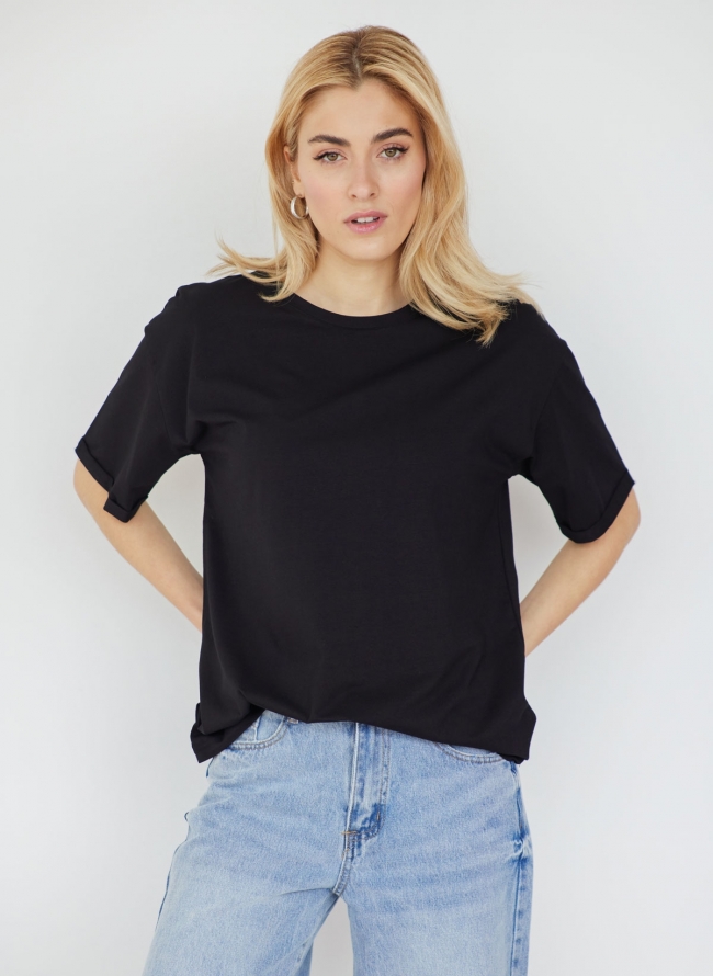 T-shirt μονόχρωμο - Μαύρο