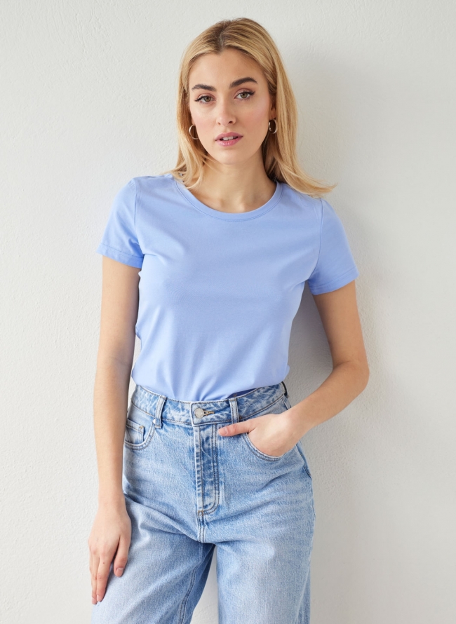 T-shirt βαμβακερό - Γαλάζιο