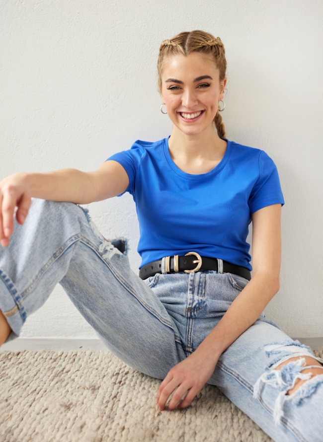 T-shirt βαμβακερό - Μπλέ