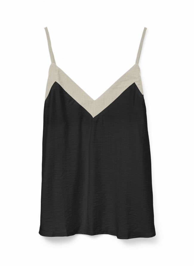 Τοπ ραντάκι με διχρωμία Vero moda 10329790 - Μαύρο/Μπεζ