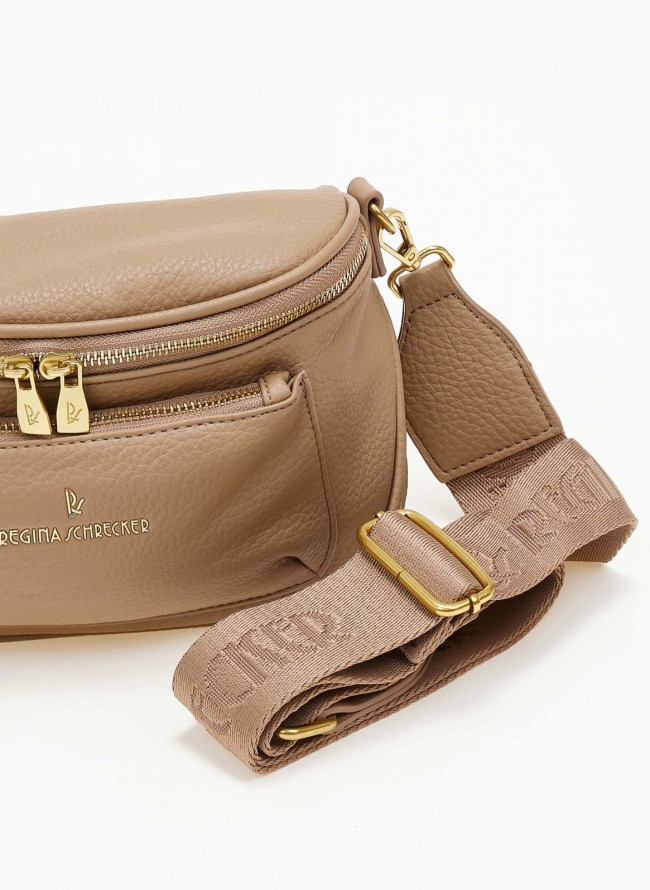 Τσάντα crossbody με υφασμάτινο ιμάντα - Τάουπε