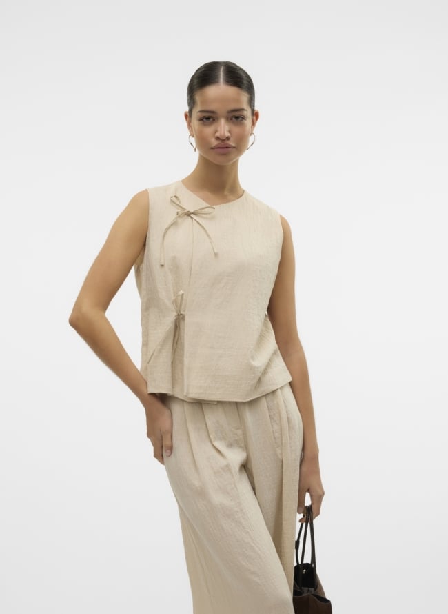 ΄Γιλέκο με κορδόνια Vero Moda 10326935 - Μπεζ