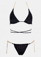 Bikini set με print και αλυσίδα
