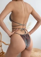 Bikini set με print και αλυσίδα