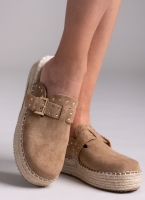 Clogs suede με σχοινί στη σόλα