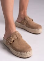 Clogs suede με σχοινί στη σόλα