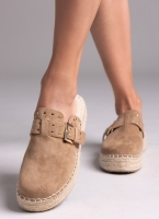 Clogs suede με σχοινί στη σόλα