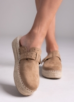 Clogs suede με σχοινί στη σόλα