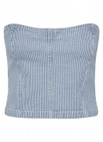 Crop top denim με ρίγες PIECES 17146794
