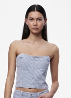 Crop top denim με ρίγες PIECES 17146794