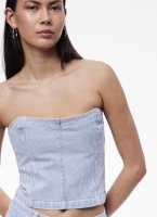 Crop top denim με ρίγες PIECES 17146794