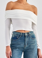 Crop top μακρυμάνικο strapless