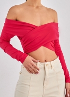 Crop top με κρουαζέ σχέδιο Different Shop 01-224