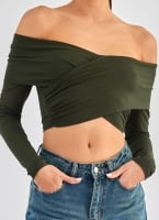 Crop top με κρουαζέ σχέδιο Different Shop 01-224