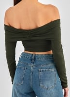 Crop top με κρουαζέ σχέδιο Different Shop 01-224