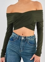 Crop top με κρουαζέ σχέδιο Different Shop 01-224