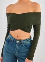 Crop top με κρουαζέ σχέδιο Different Shop 01-224