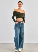 Crop top με κρουαζέ σχέδιο Different Shop 01-224