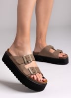 Flatform δερμάτινα nabuk σανδάλια ATENEO