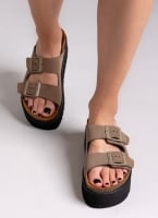 Flatform δερμάτινα nabuk σανδάλια ATENEO