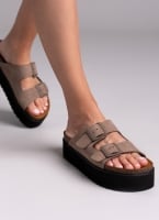Flatform δερμάτινα nabuk σανδάλια ATENEO