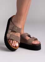 Flatform δερμάτινα nabuk σανδάλια ATENEO