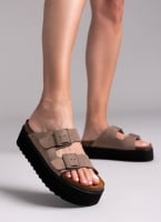 Flatform δερμάτινα nabuk σανδάλια ATENEO