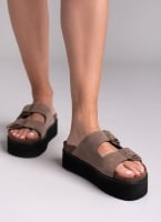 Flatform δερμάτινα nabuk σανδάλια ATENEO