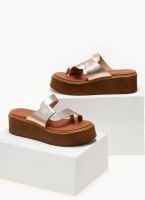 Σανδάλια flatforms δερμάτινα με περαστή φάσα Estil