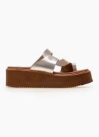 Σανδάλια flatforms δερμάτινα με περαστή φάσα Estil