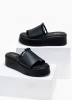 Flatforms δερμάτινα με φαρδιά φάσα Estil