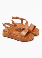 Σανδάλια flatforms δερμάτινα με λοξό λουράκι tfp