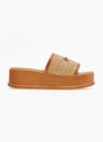 Flatforms δερμάτινα με ψάθινη φάσα Estil