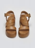 Flatforms δερμάτινα σανδάλια με μπαρέτα Tfp