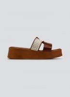 Flatforms δερμάτινα σανδάλια με print Estil