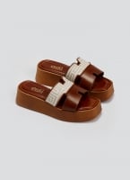 Flatforms δερμάτινα σανδάλια με print Estil