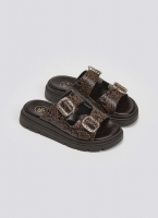 Flatforms δερμάτινα σανδάλια με print Tfp