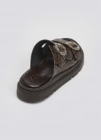 Flatforms δερμάτινα σανδάλια με print Tfp