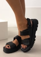 Flatforms δερμάτινα σανδάλια με velcro TFP