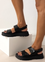 Flatforms δερμάτινα σανδάλια με velcro TFP