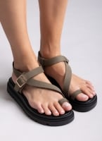 Flatforms nubuck δερμάτινα σανδάλια Tfp