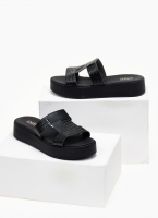 Flatforms σανδάλια με pattern ψάθα Estil