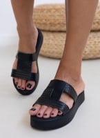 Flatforms σανδάλια με pattern ψάθα Estil