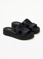 Flatforms σανδάλια με pattern ψάθα Estil
